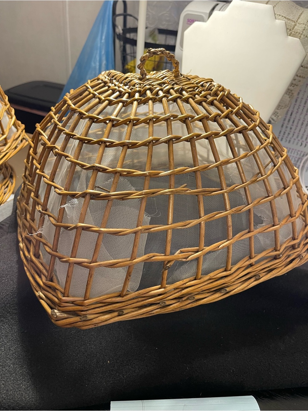 Woven Rattan Food Cover Dome - Natural Brown